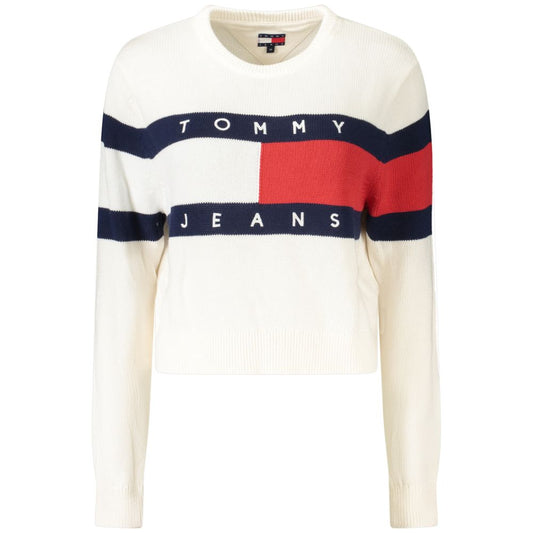 Бял памучен дамски пуловер Tommy Hilfiger
