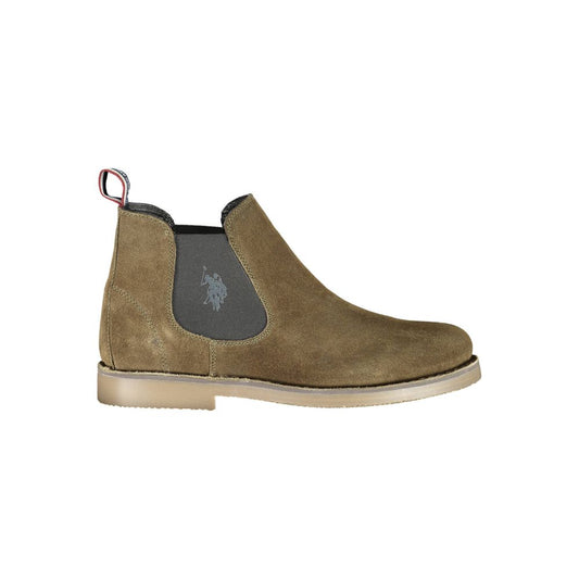 US POLO ASSN. Зелени кожени мъжки боти до глезена