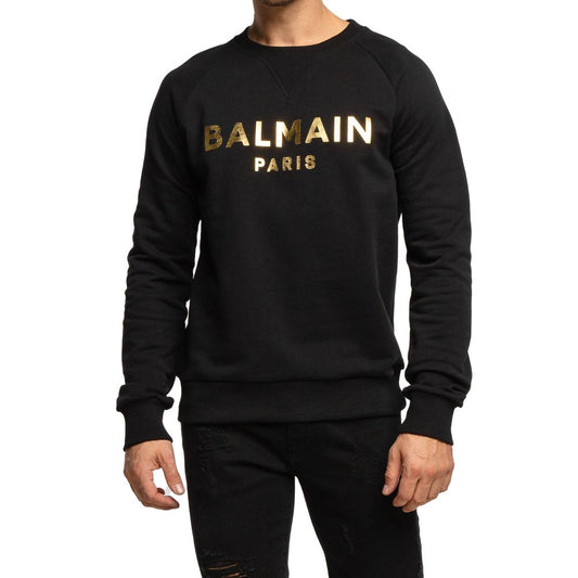 Черен памучен пуловер Balmain