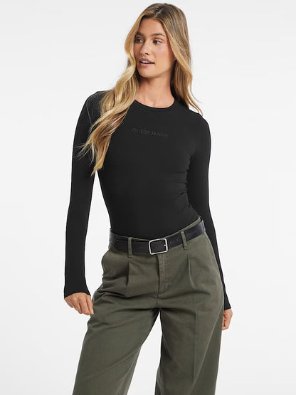 Guess Jeans Black Cotton Tops & T-Shirt