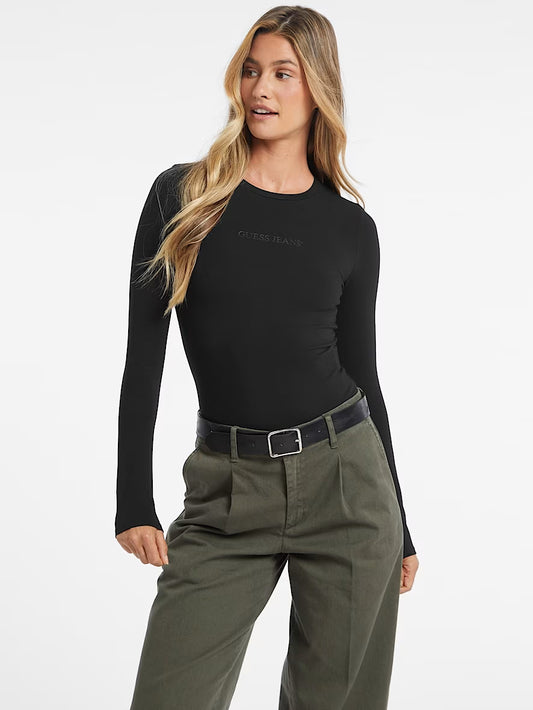 Guess Jeans Black Cotton Tops & T-Shirt