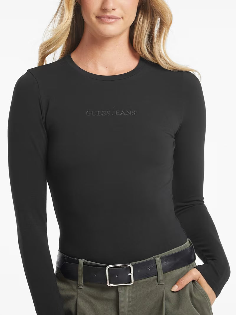 Guess Jeans Black Cotton Tops & T-Shirt